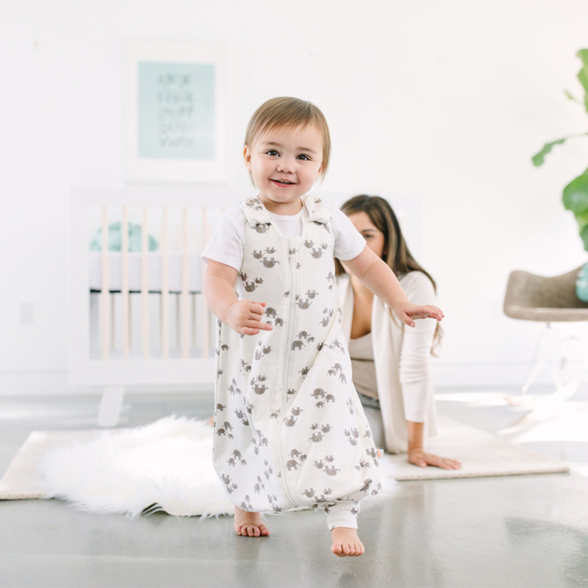 Ergobaby Sleeping Bag on the Go Elephants, 6-18m, Medium (TOG 1.0)
