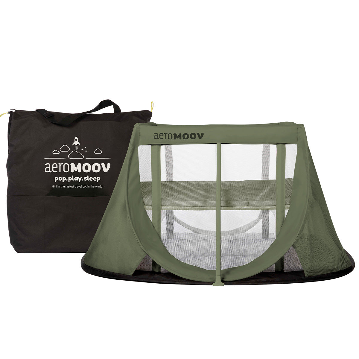 AeroMoov PopUp Travel Cot Moss Green