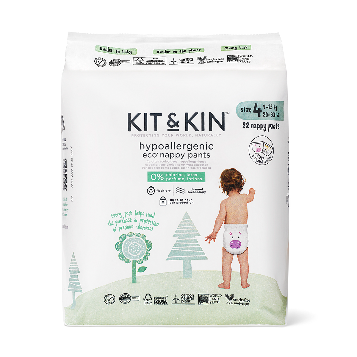 Kit & Kin Økologiske Buksebleier / Pull Ups, Str 4 Maxi (22 stk)
