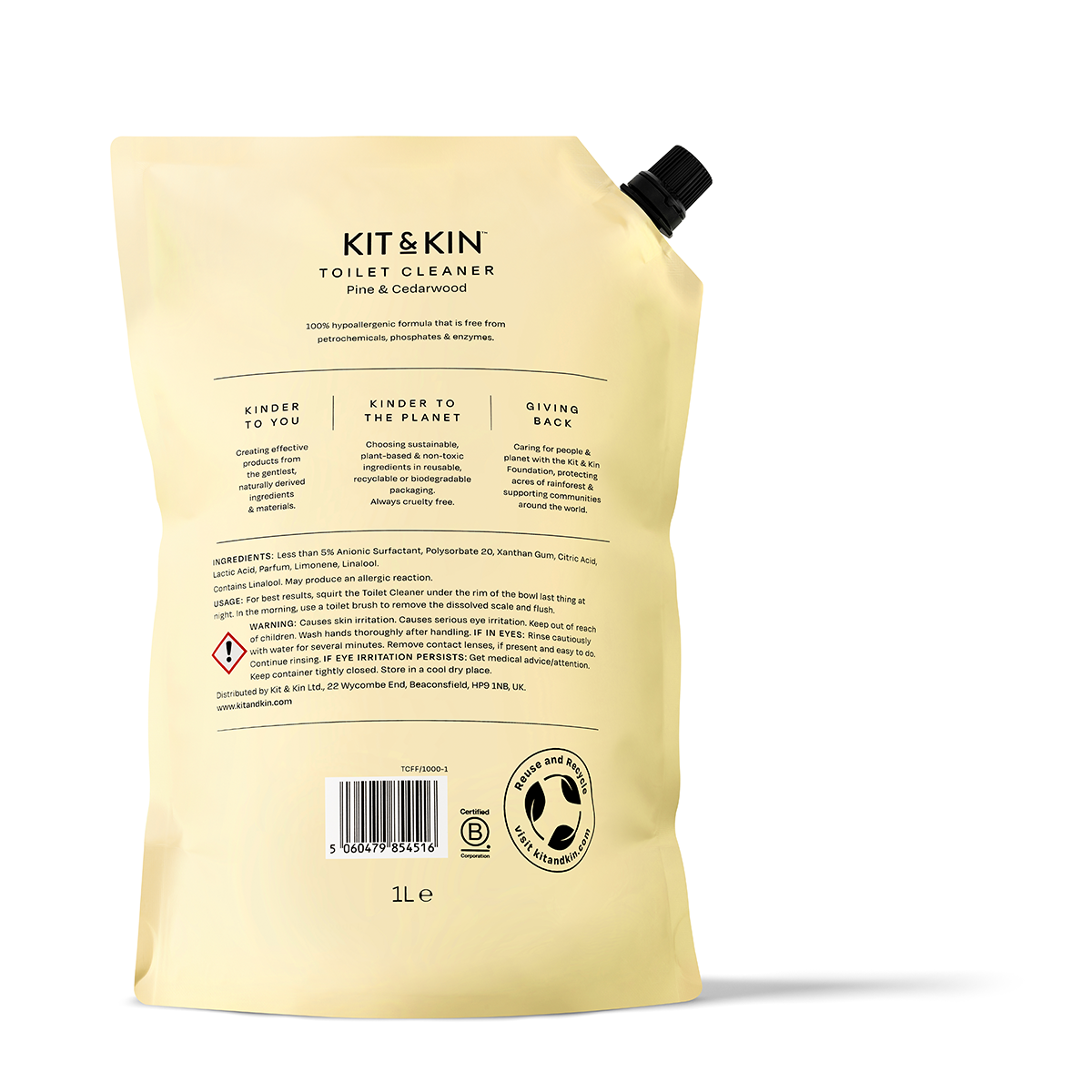 Kit & Kin Toalettrengöring Tall & Cederträ, Refill 1 liter