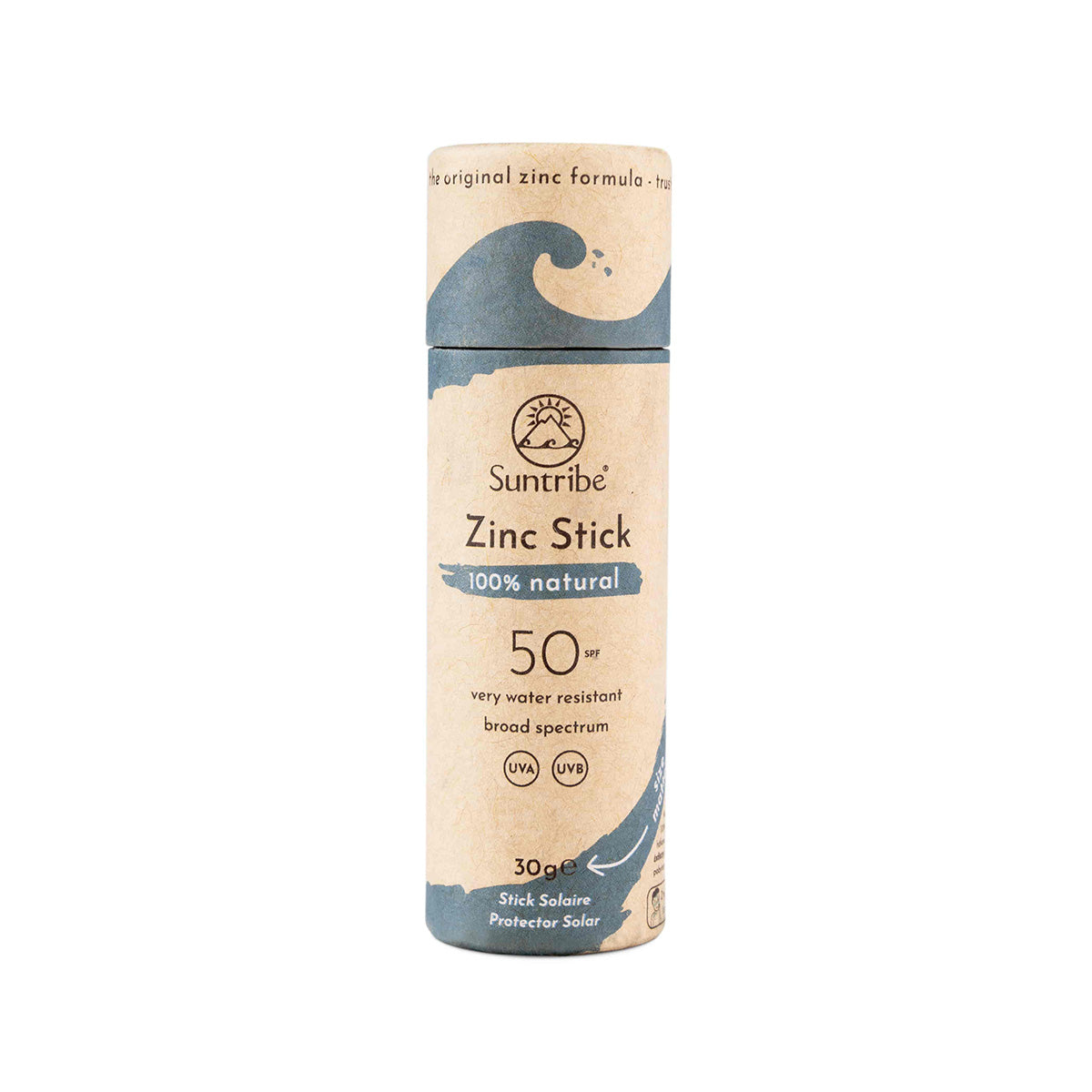 Suntribe Ekologisk Mineralbaserad Zinkstift SPF 50 (30 g), Blå