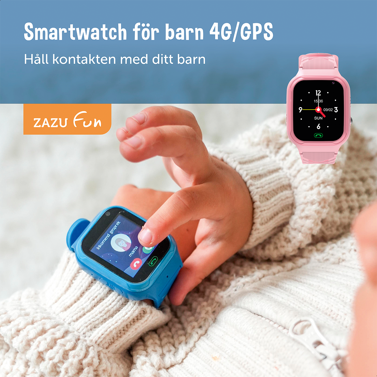 Zazu Smartklokke 4G for barn, Rosa
