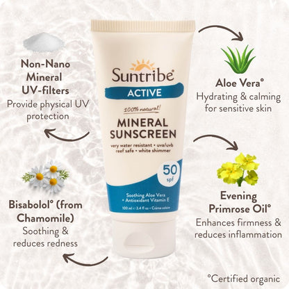 Suntribe Ekologisk Mineralbaserad Solkräm Aktiv SPF 50 (100 ml)
