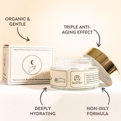 Suntribe Ekologisk Nattkräm med Hyaluronic Acid, Retinol & Niacinamide (50 ml)