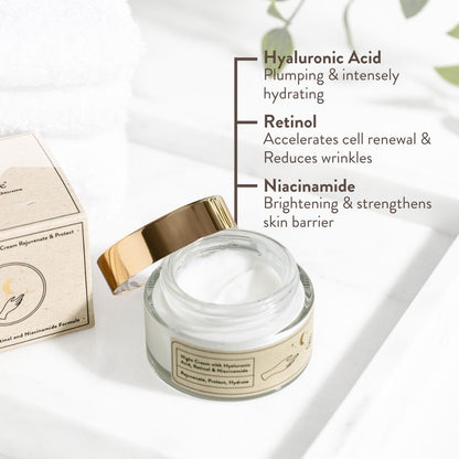 Suntribe Ekologisk Nattkräm med Hyaluronic Acid, Retinol & Niacinamide (50 ml)