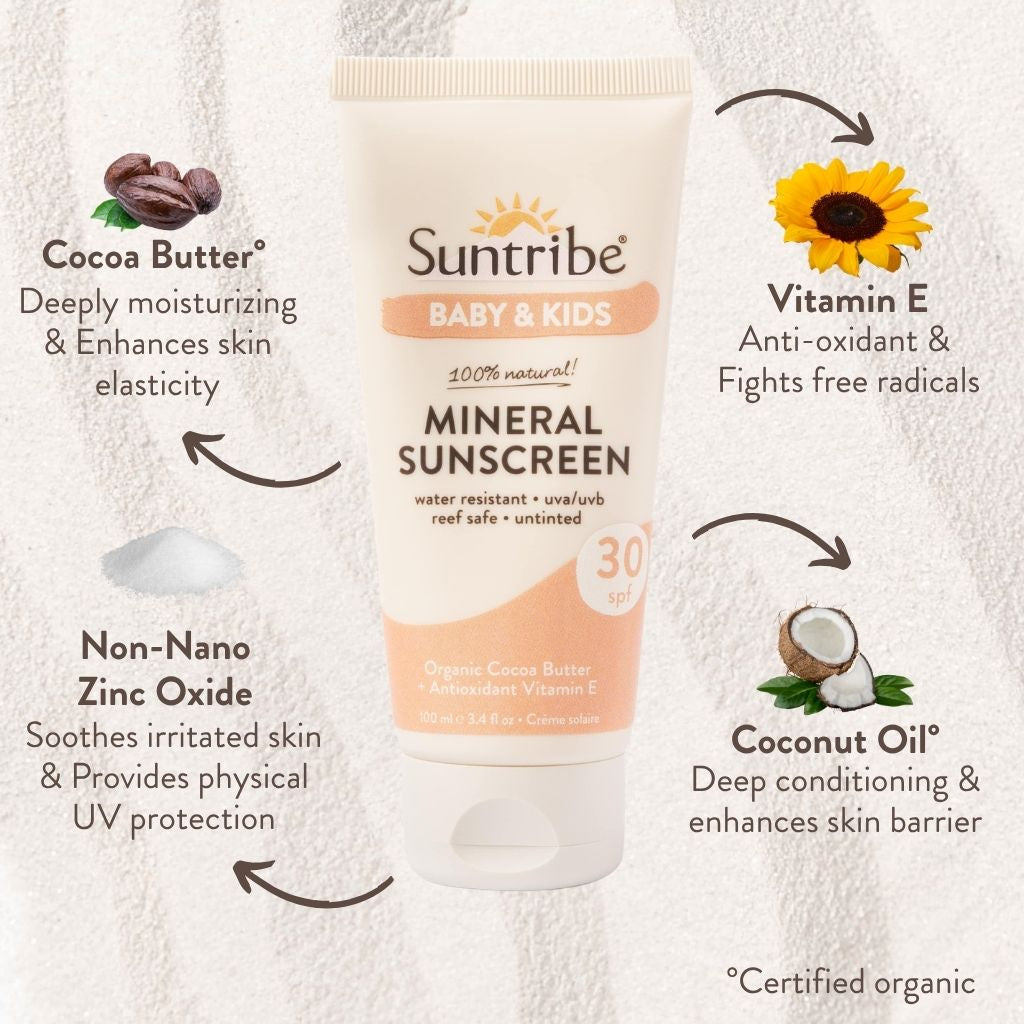 Suntribe Ekologisk Mineralbaserad Solkräm för Baby & Barn SPF 30 (100 ml)