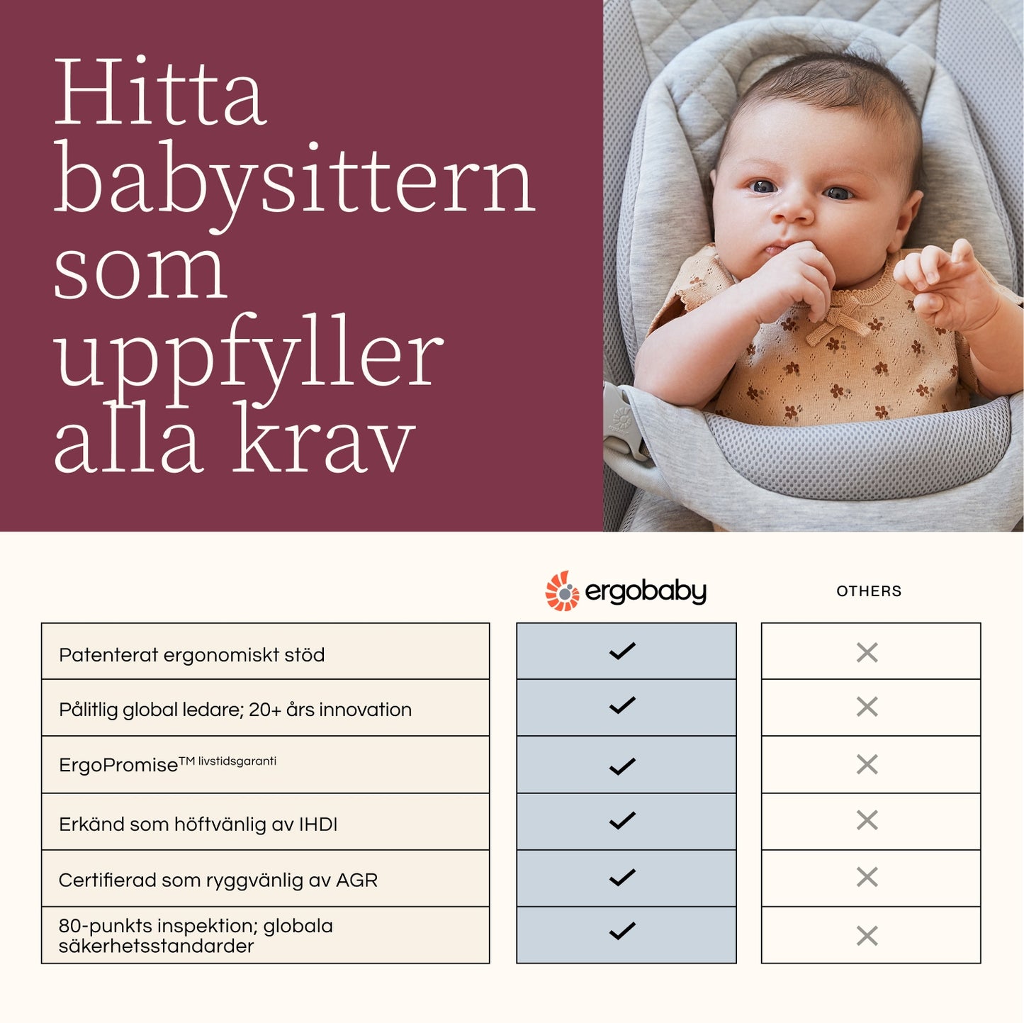 Ergobaby Evolve 3-i-1 babysitter, Rosa