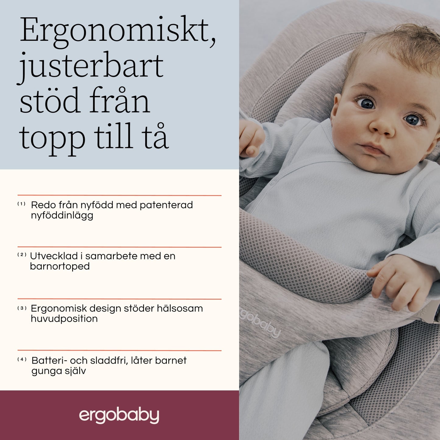 Ergobaby Evolve 3-i-1 babysitter, Rosa