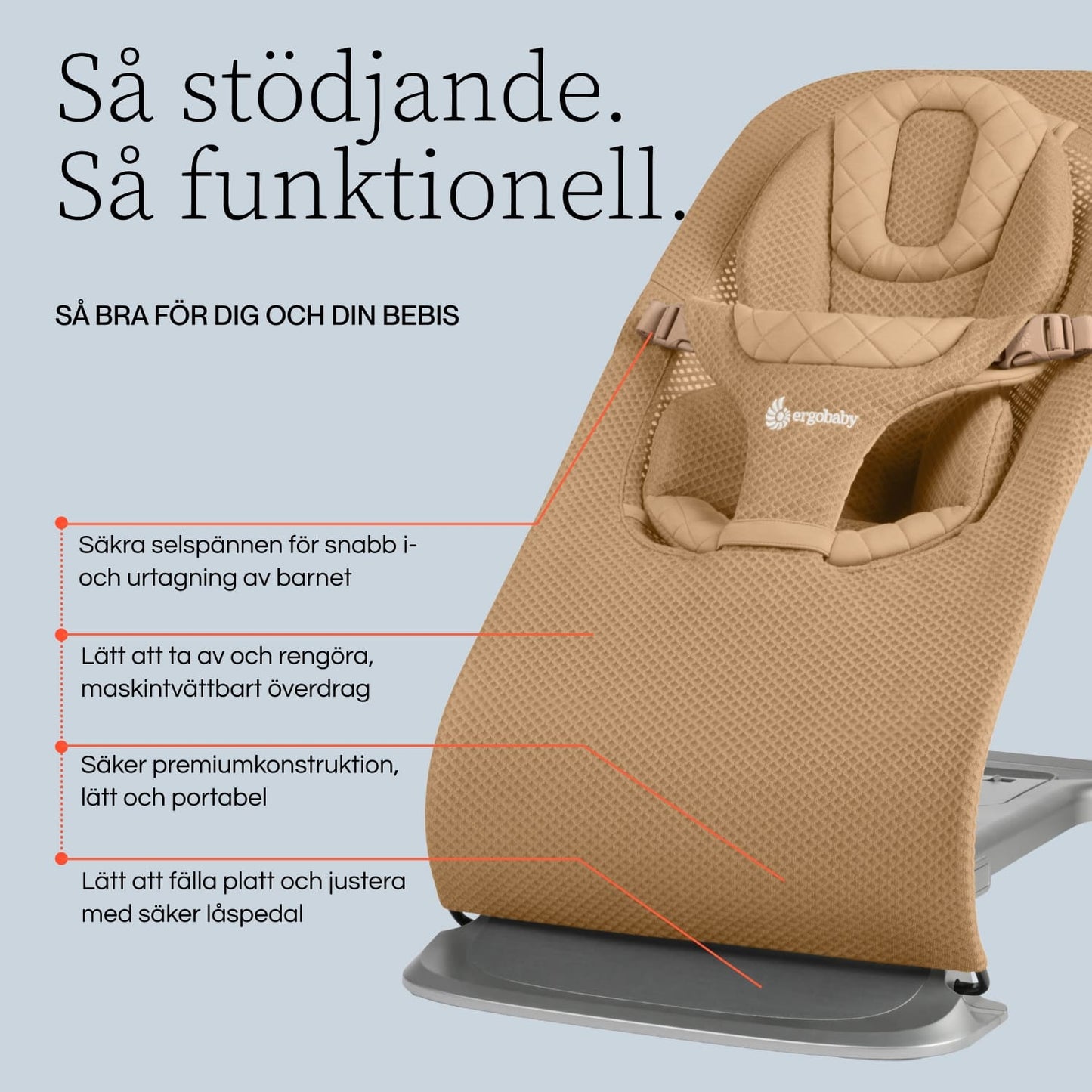 Ergobaby Evolve 3-i-1 Babysitter Mesh, lysegrå 
