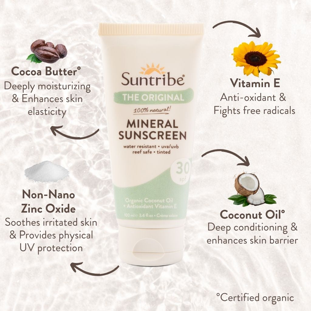 Suntribe Økologisk Mineralbasert Solkrem SPF 30 Tonet (100 ml)