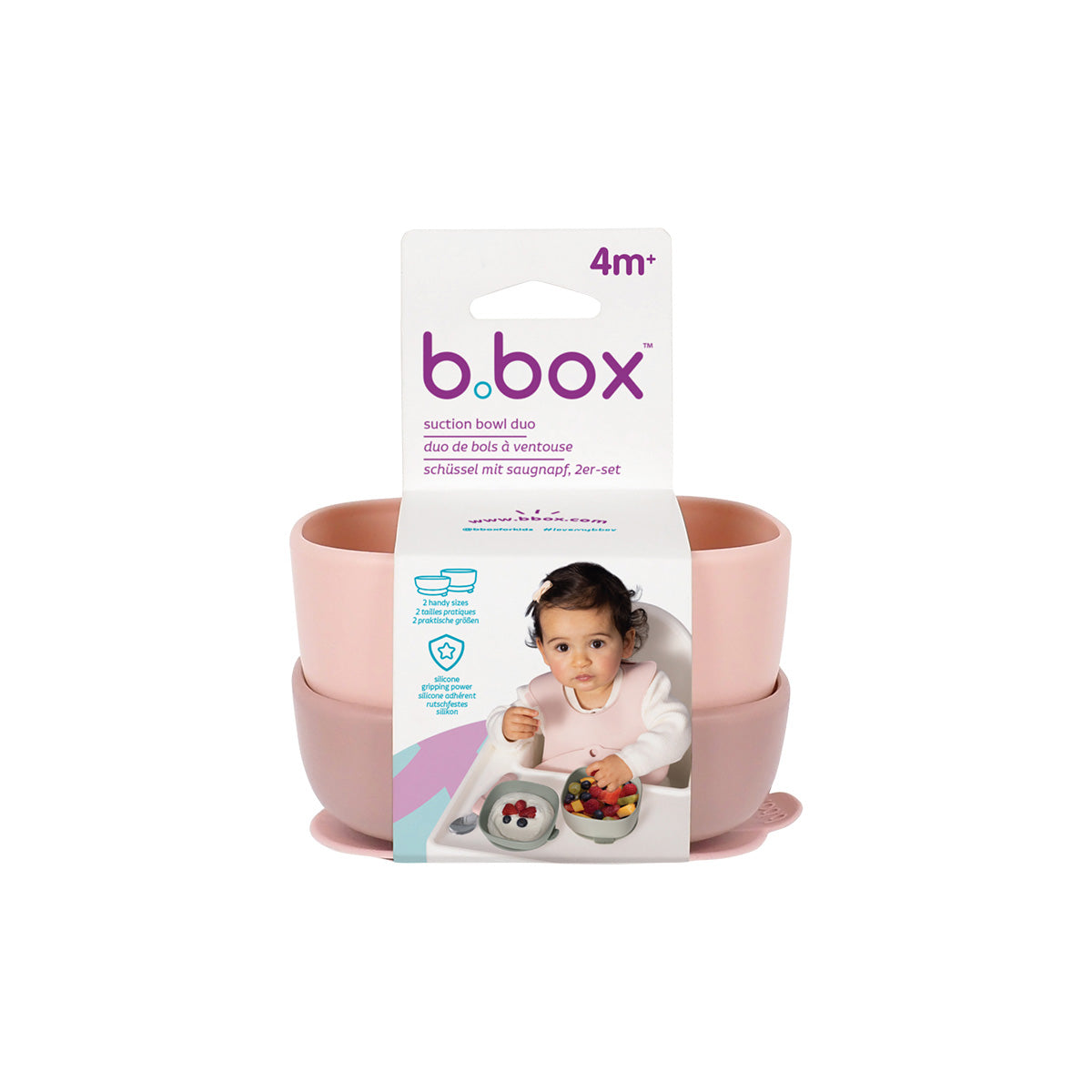 b.box Skål med Sugfot 2-pack, Rosa