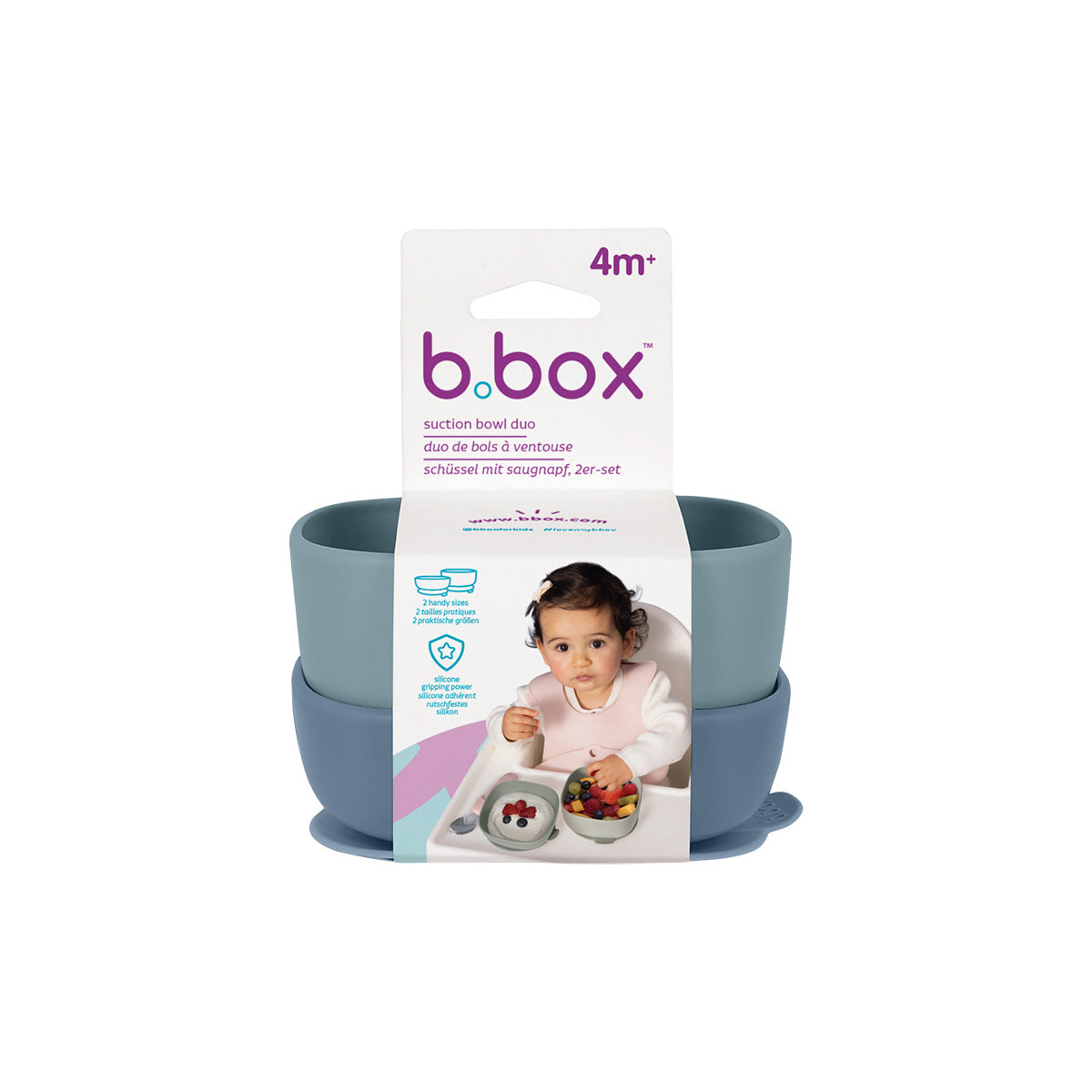 b.box Skål med Sugfot 2-pack, Blå
