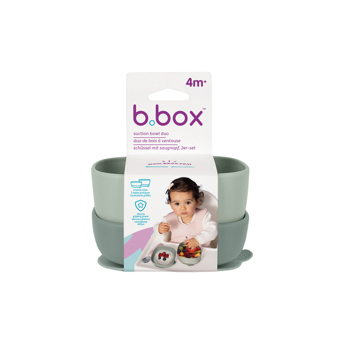 b.box Skål med Sugfot 2-pack, Sage