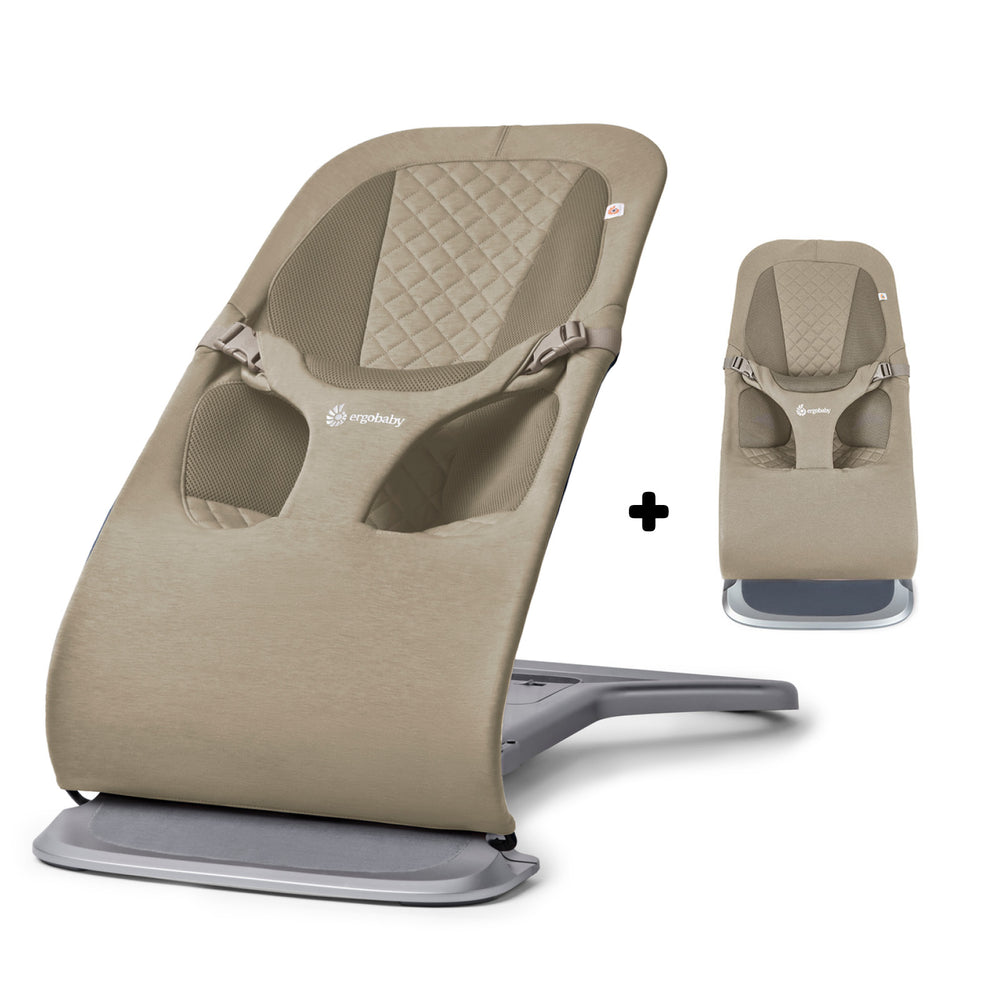 Ergobaby Evolve 3-i-1 skråstol Soft Olive med ekstra stofsæde (spar 899 kr)