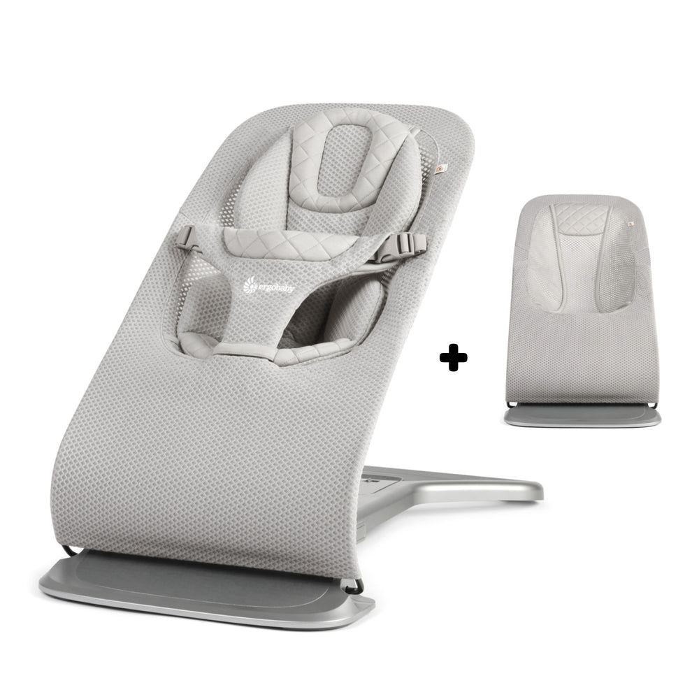 Ergobaby Evolve 3-i-1 skråstol Mesh Lysgrå med ekstra stofsæde (spar 899 kr)