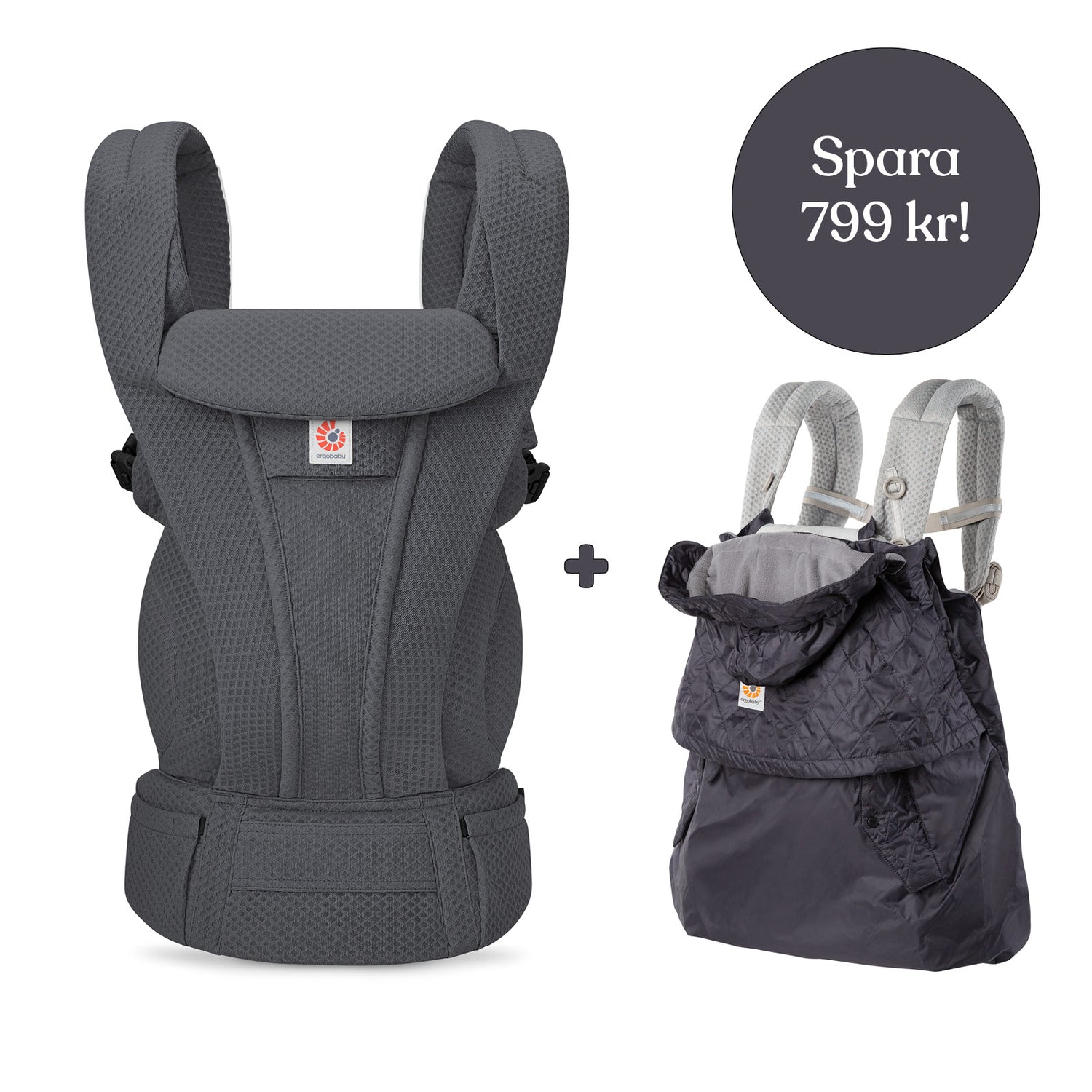 Ergobaby Omni Deluxe Mesh Mörkgrå + Vinterskydd (spara 799 kr)