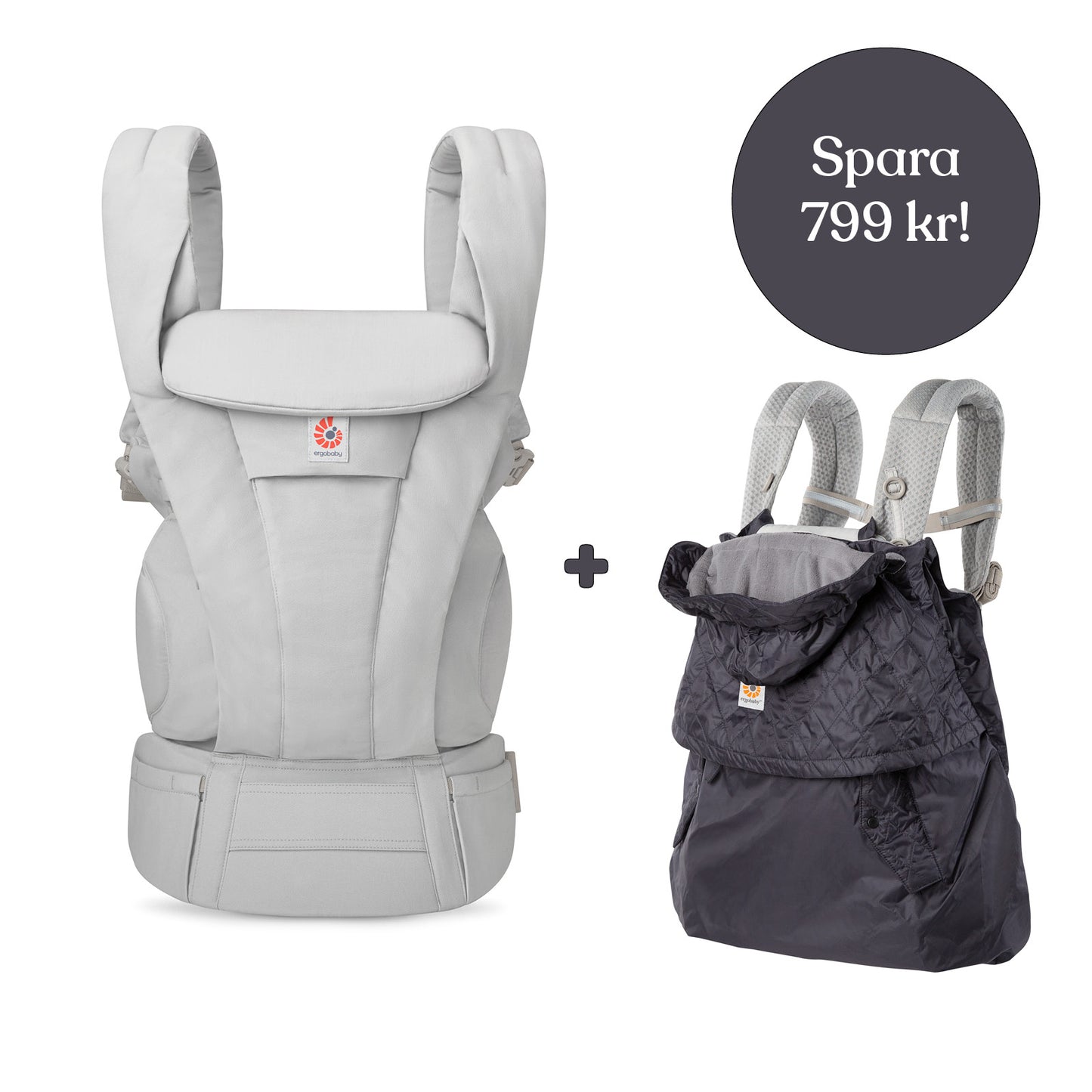 Ergobaby Omni Deluxe Bomull Pärlgrå + Vinterskydd (spara 799 kr)