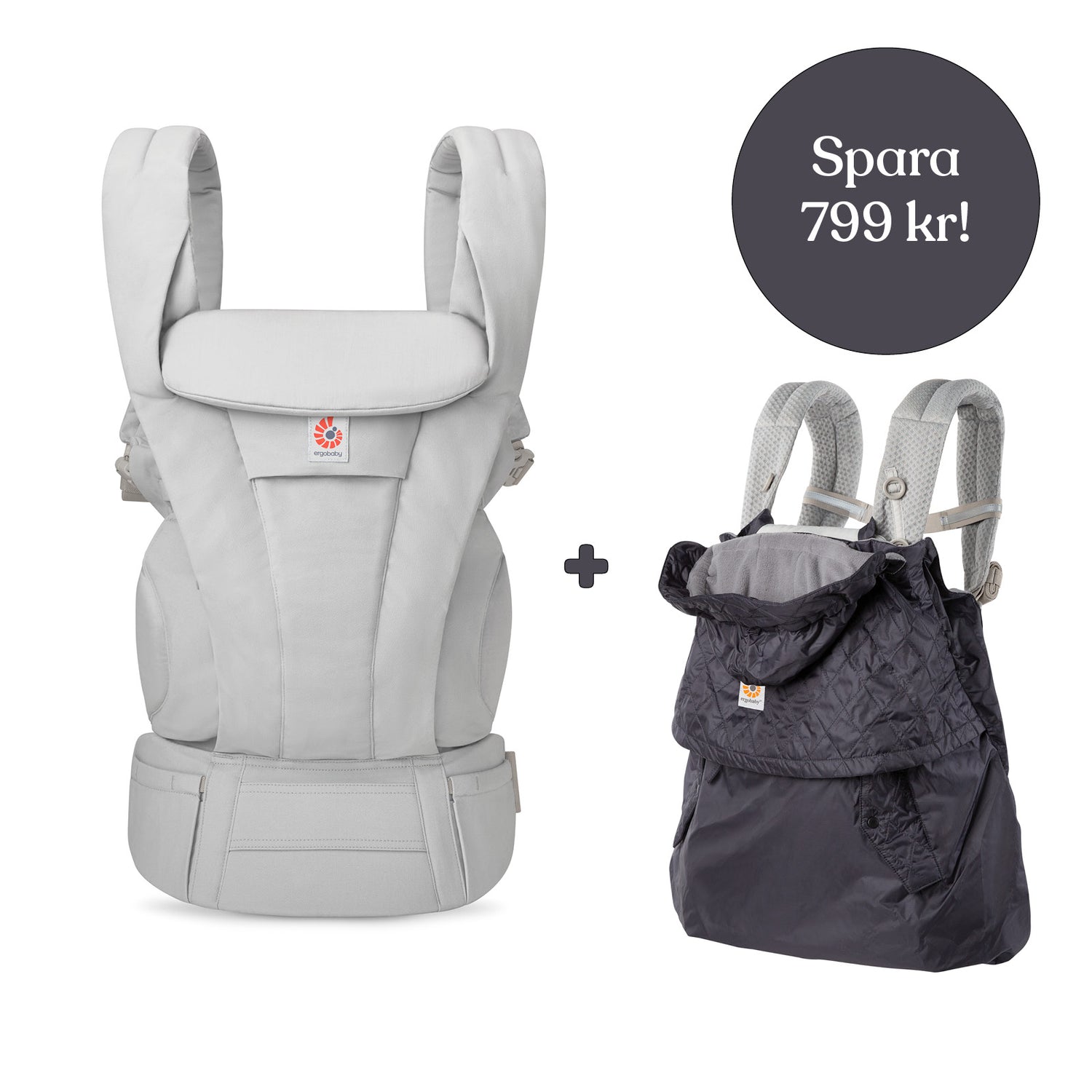 Ergobaby Omni Deluxe Bomull Pärlgrå + Vinterskydd (spara 799 kr)