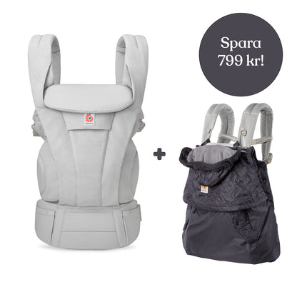 Ergobaby Omni Deluxe Bomull Pärlgrå + Vinterskydd (spara 799 kr)
