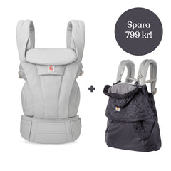 Ergobaby Omni Deluxe Bomuld Perlegrå + Vinterskydd (spara 799 kr)