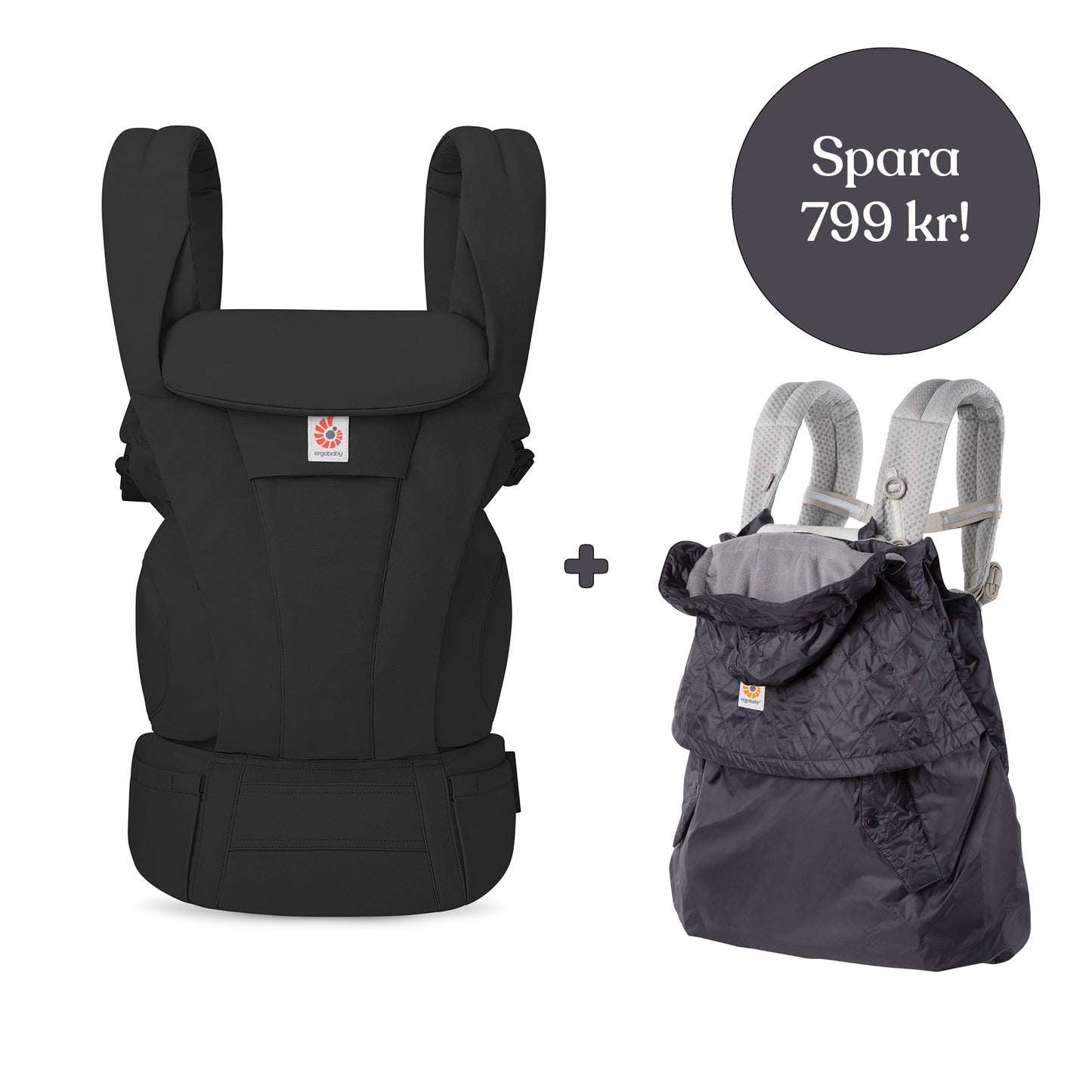 Ergobaby Omni Deluxe Bomull Svart + Vinterskydd (spara 799 kr)