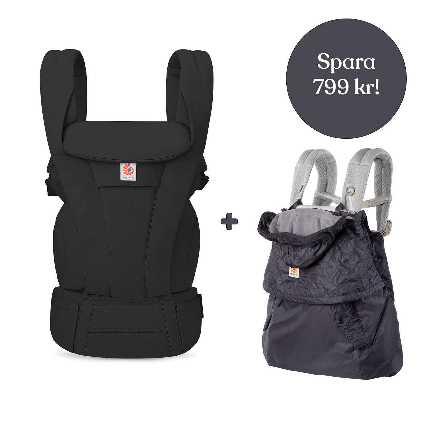 Ergobaby Omni Deluxe Bomull Svart + Vinterskydd (spara 799 kr)