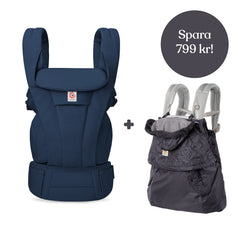 Ergobaby Omni Deluxe Bomuld Midnatsblå + Vinterskydd (spara 799 kr)