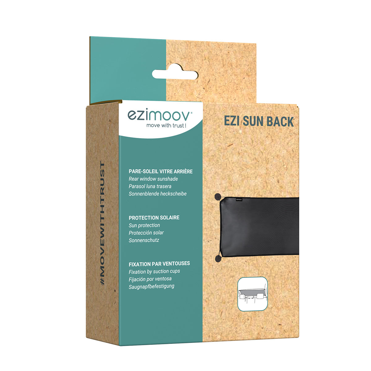 Ezimoov Ezi Solskjerm for bakruten med sugekopper