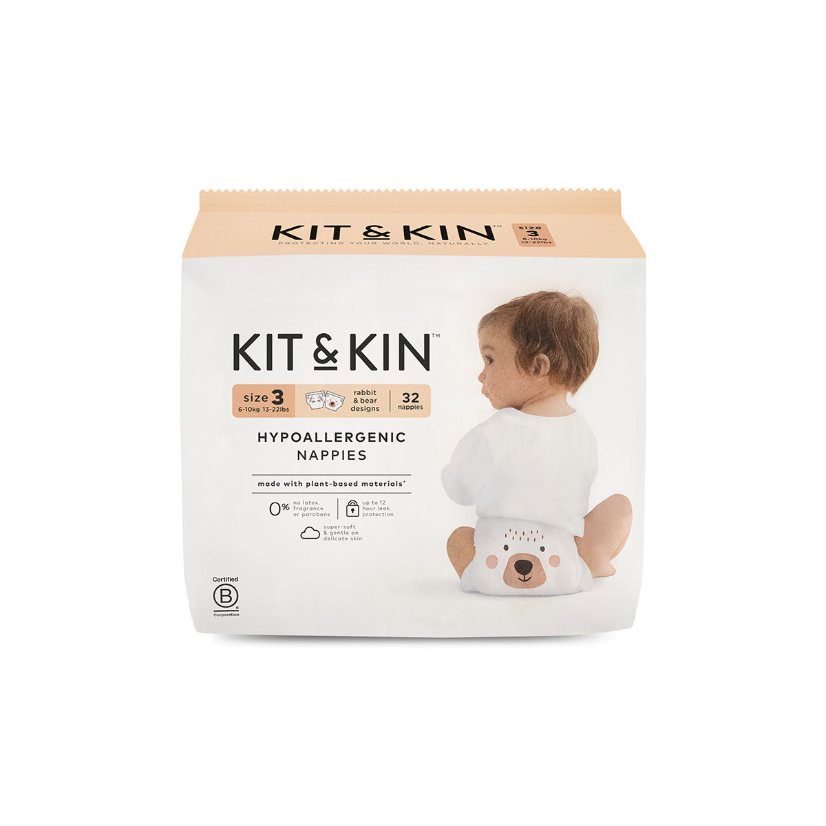 Kit & Kin Hypoallergene Bleer, Str. 3: 6-10 kg (32 stk)