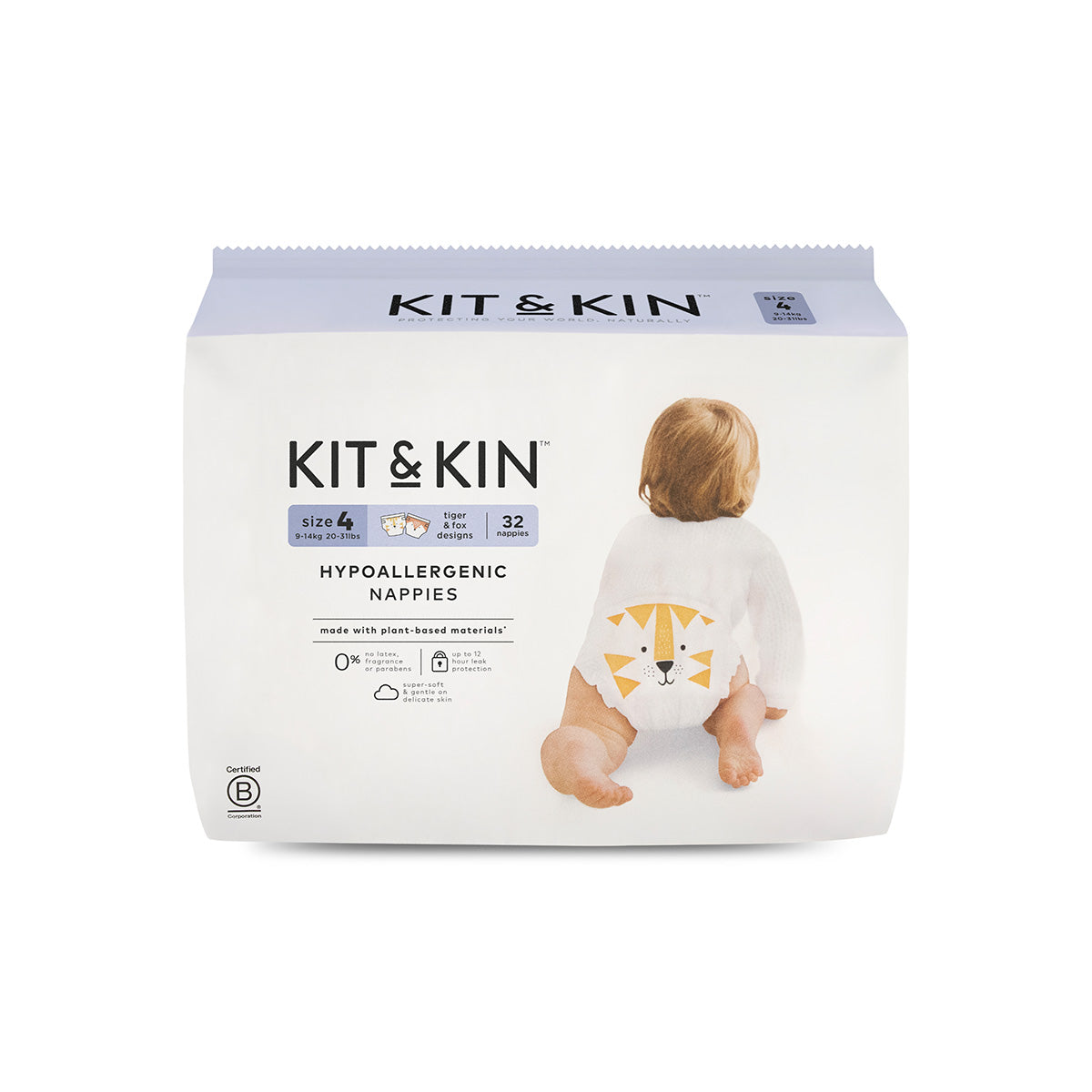 Kit & Kin Hypoallergene Bleer, Str. 4: 9-14 kg (32 stk)