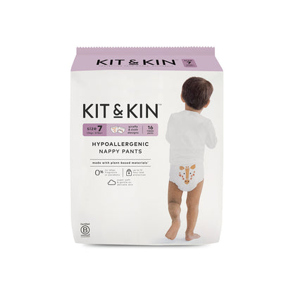 Kit & Kin Økologiske Buksebleier / Pull Ups, Str 7 XXL (16 stk)