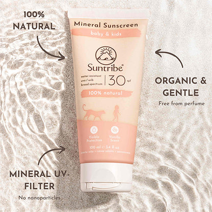 Suntribe-Solkräm för Baby & Barn med Naturliga Mineraler SPF 30 (100 ml)-reirei
