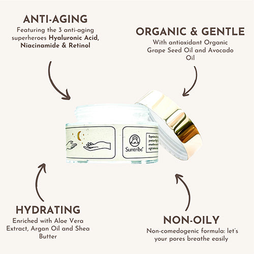Suntribe Nattkräm med Hyaluronic Acid, Retinol & Niacinamide (50 ml)