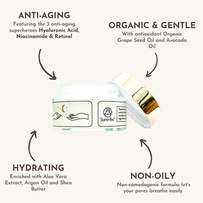Suntribe Nattkräm med Hyaluronic Acid, Retinol & Niacinamide (50 ml)