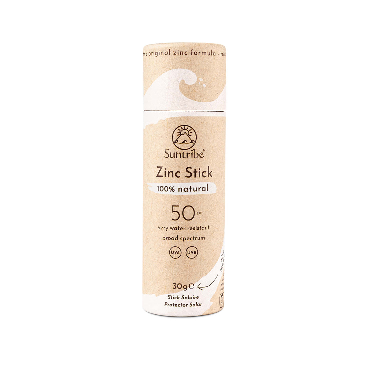 Suntribe zinkstav med naturlige mineraler SPF 50 (30 g), hvid