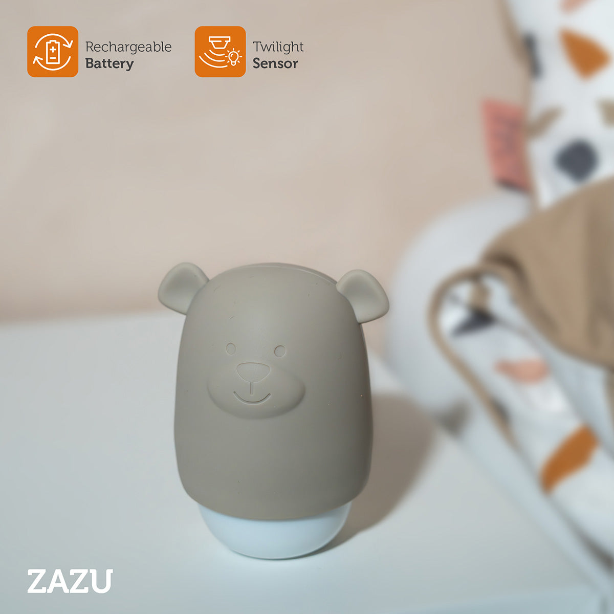 Zazu Night Light Benny the Bear, Taupe