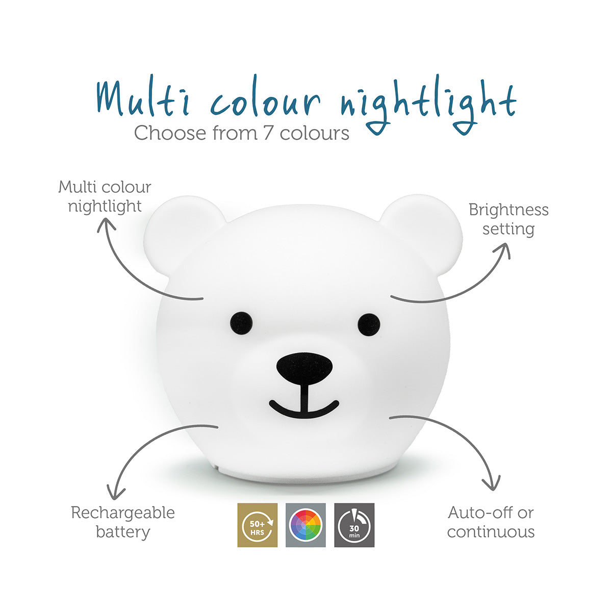 Zazu Night Light Bor Bear, White