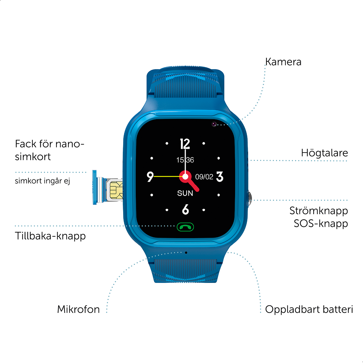 Smartwatch 4G för barn, Blå