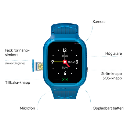 Smartwatch 4G för barn, Blå