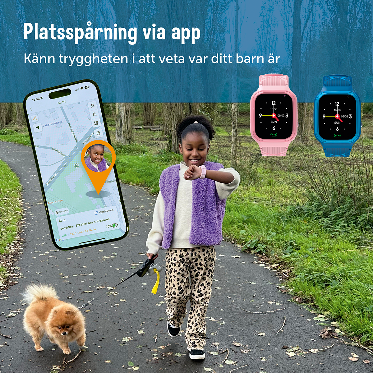 Smartwatch 4G för barn, Rosa