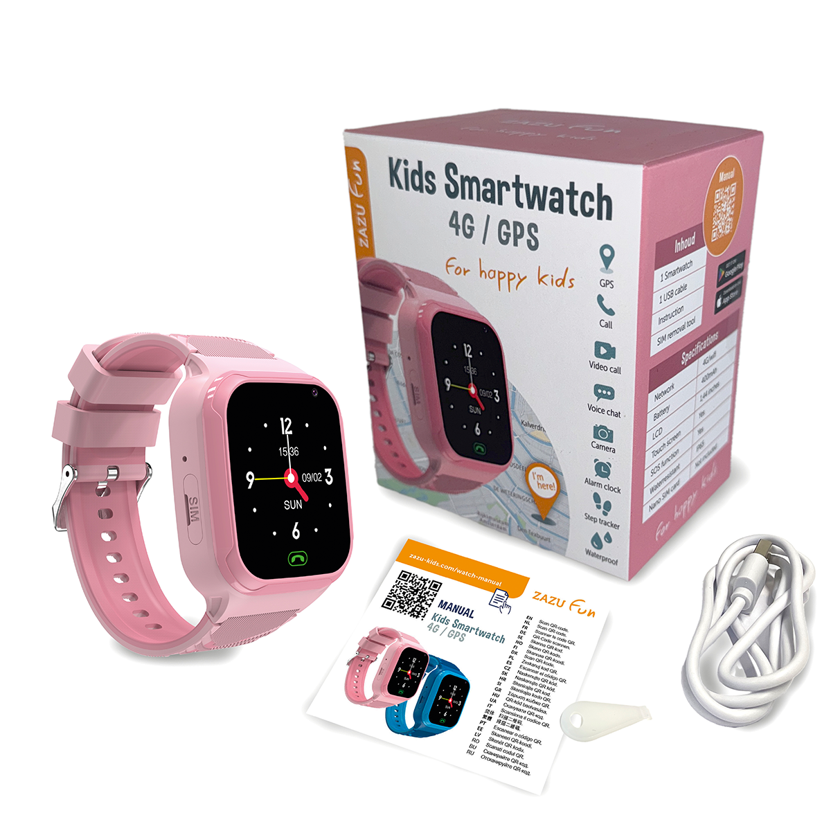 Smartwatch 4G för barn, Rosa