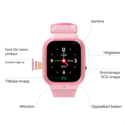 Smartwatch 4G för barn, Rosa